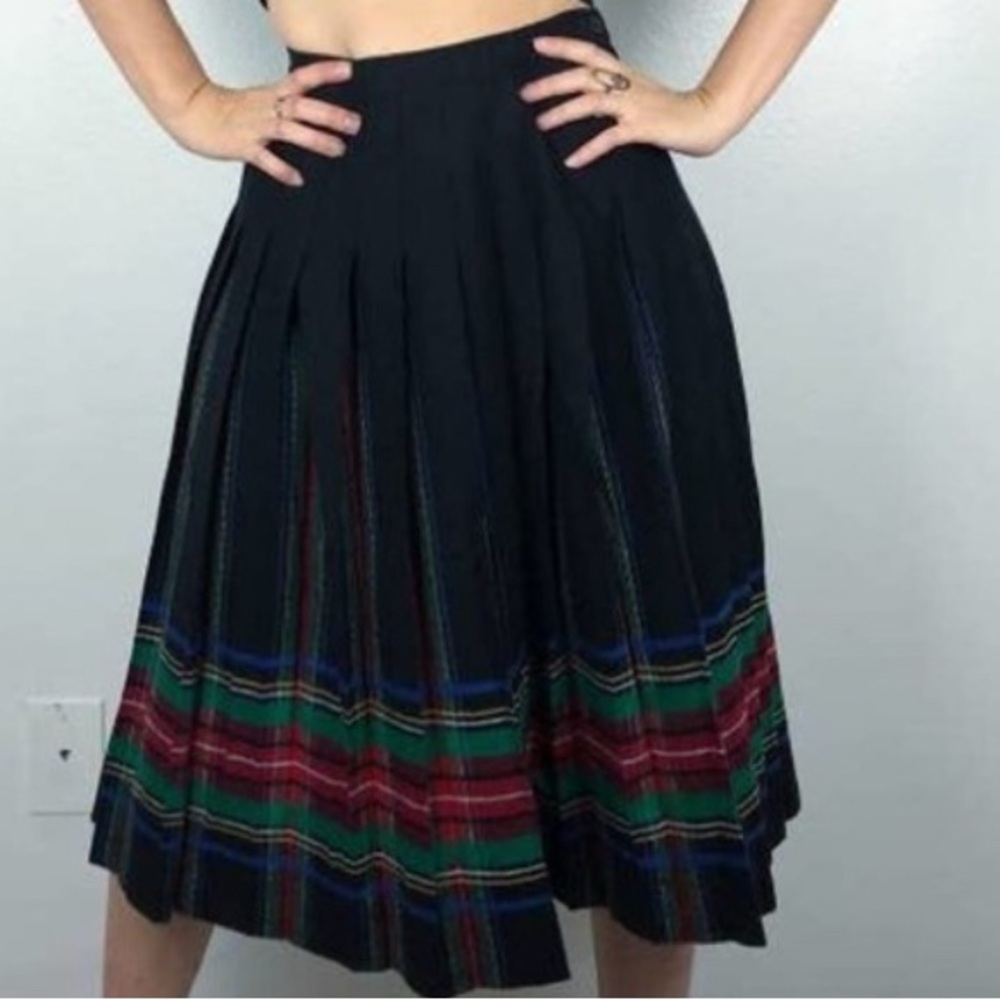 Pendleton Black A-Line Skirt with Colorful Stripes